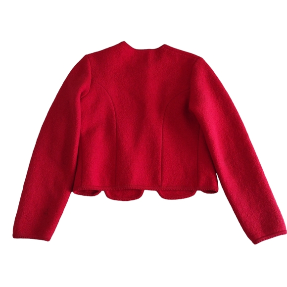 Geiger Tyrol Size 36 Austria Pure New Wool Red Button Front Sweater Jacket - Picture 2 of 16
